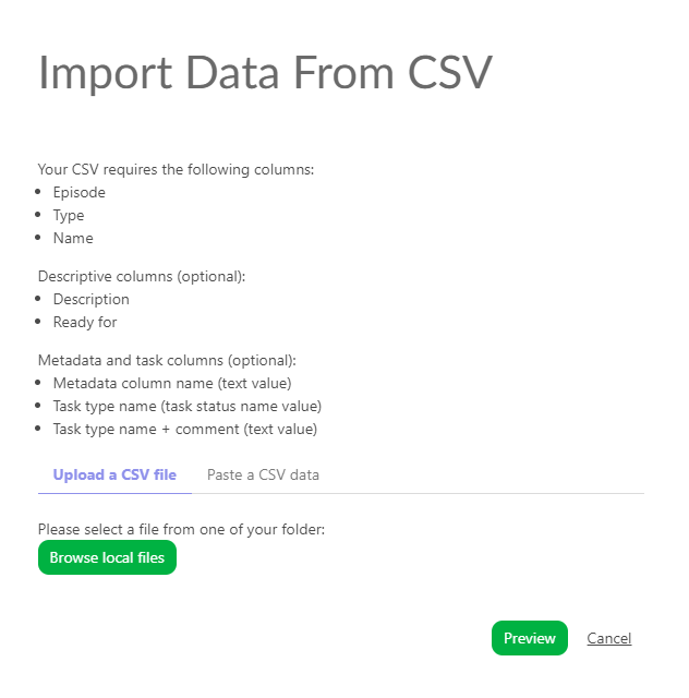 Import data copy paste tab